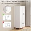Bedroom Wardrobe, 2 Soft-Close Doors, 2 Drawers, Hanging Rail, 80 x 54 x 180 cm, White
