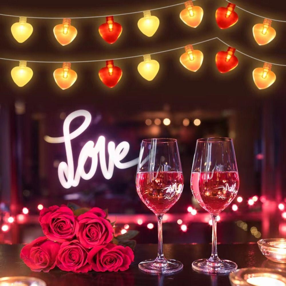 Battery Operated Love Heart Fairy Light Garland Romantic LED Valentines Day Decor  Party Decoration