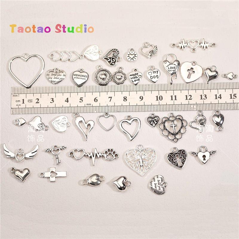 Love Heart Pendant Charm Alloy Jewelry for DIY Bracelets & Necklaces