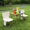 OLOMM Camping Roll-Up Table & Folding Chairs Set