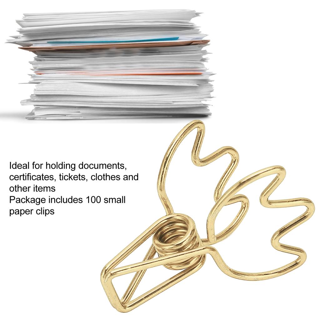100Pcs Paper Clamps Metal Hollow Strong Clamping Force Crown Shape Tail   Clips for   School Home
