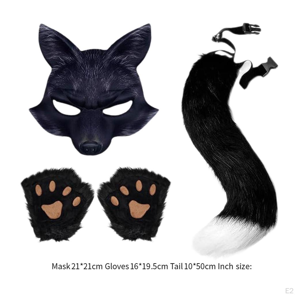 Cat Mask And Tail Set for Girls Halloween Costume Fun