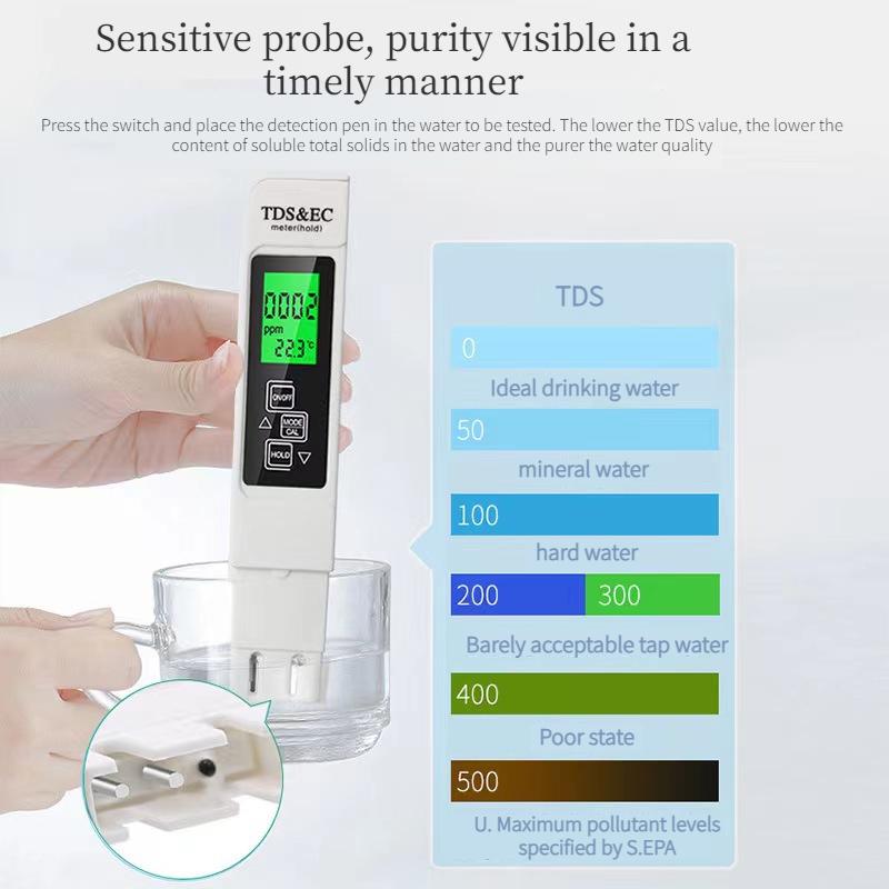 Three In One TDS Pen EC Conductivity Detector Household Water Quality Testing Pen Household Nuclear Pollution Water Quality Testing Pen