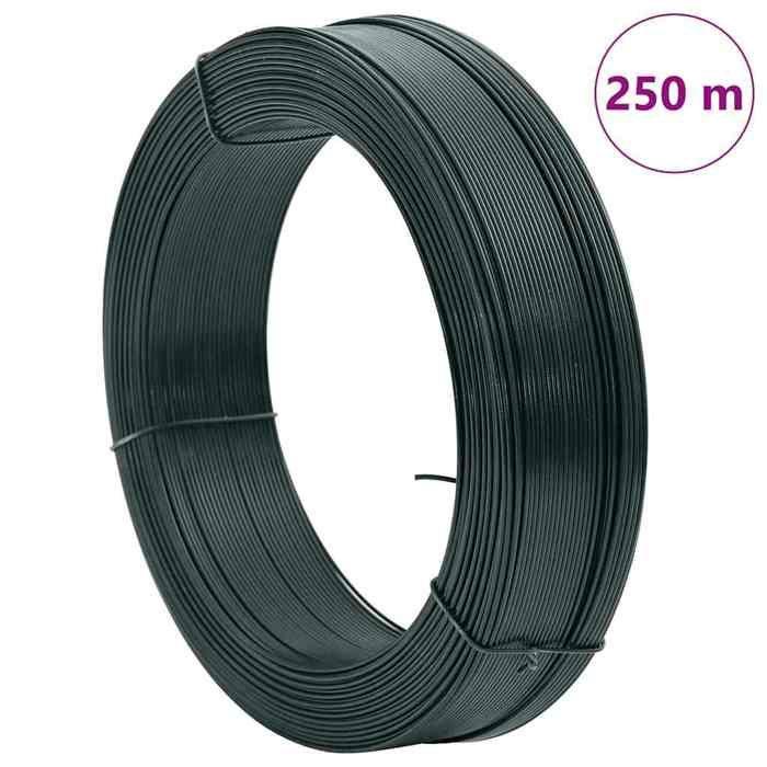 VidaXL Fil de liaison de clôture 250 m 0,9/1,4 mm Acier Vert noirâtre