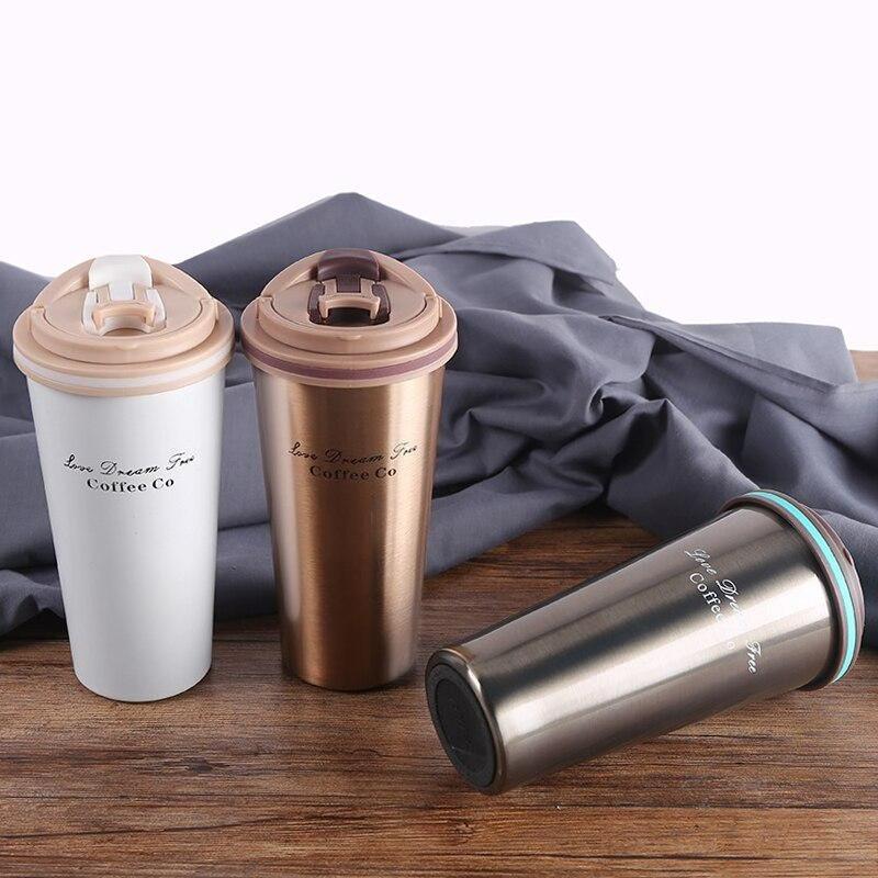 500ML Thermos Mug Coffee Cup with Lid Thermocup Seal Stainless Steel Vacuum Flasks Thermoses Thermo Mug for Car My Water Bottle