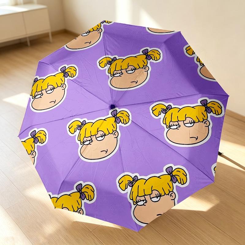 Cartoon Face Portable 3 Folds Umbrella Portable Windproof Folding Rain Umbrella For Travel Outdoor Sun Protection Travel Outdoor Gift