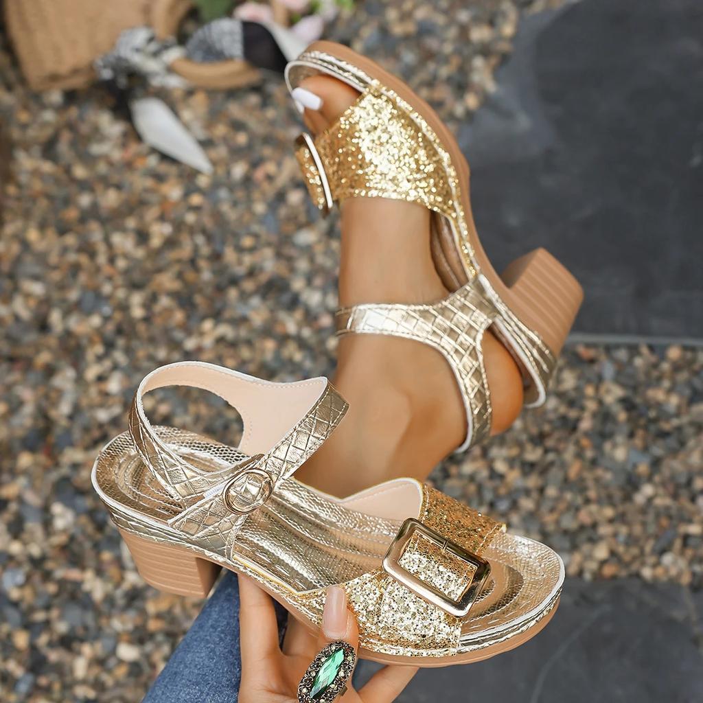 Fashion 2025 New Women Sandals Summer Outdoor Multi-color Fashion Sandals Straight Buckle Strap Anti Slip Open Toe Shoes Women De Mujer