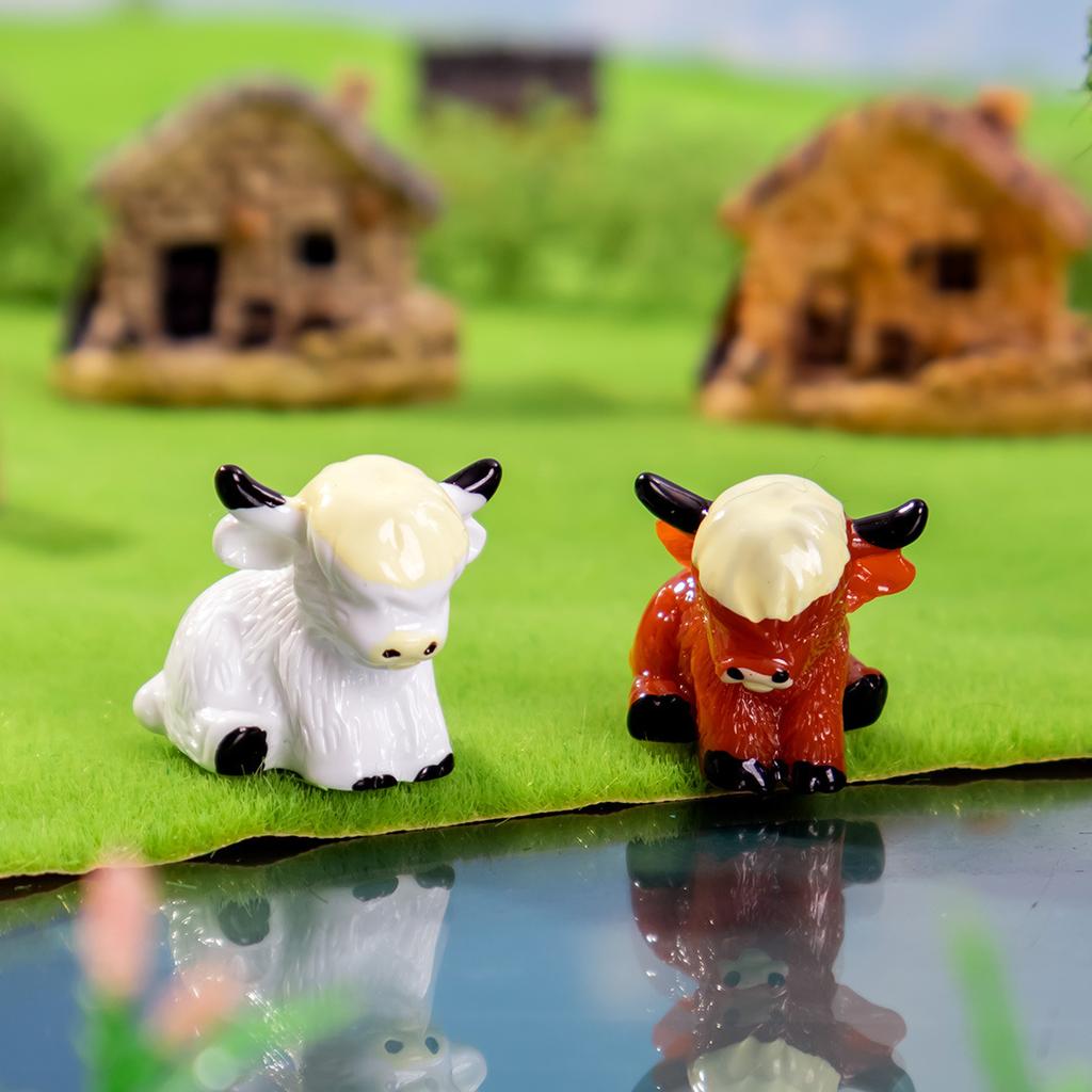 Cartoon Sitting Yak Figurine Resin Craft Home Desktop Car Ornament