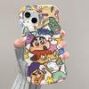 Graffiti Crayon Small New Application Apple 15promax Mobile Phone Case 14 Cute Cartoon 13 Double Bracket 16 Silicone 11