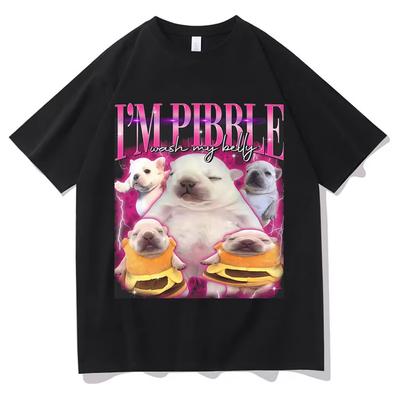 Funny Pibble Wash My Belly Dog Meme T Shirt Unisex Women Harajuku Comfort TShirt Short Sleeve Daily Wear Casual Oversized Clothing