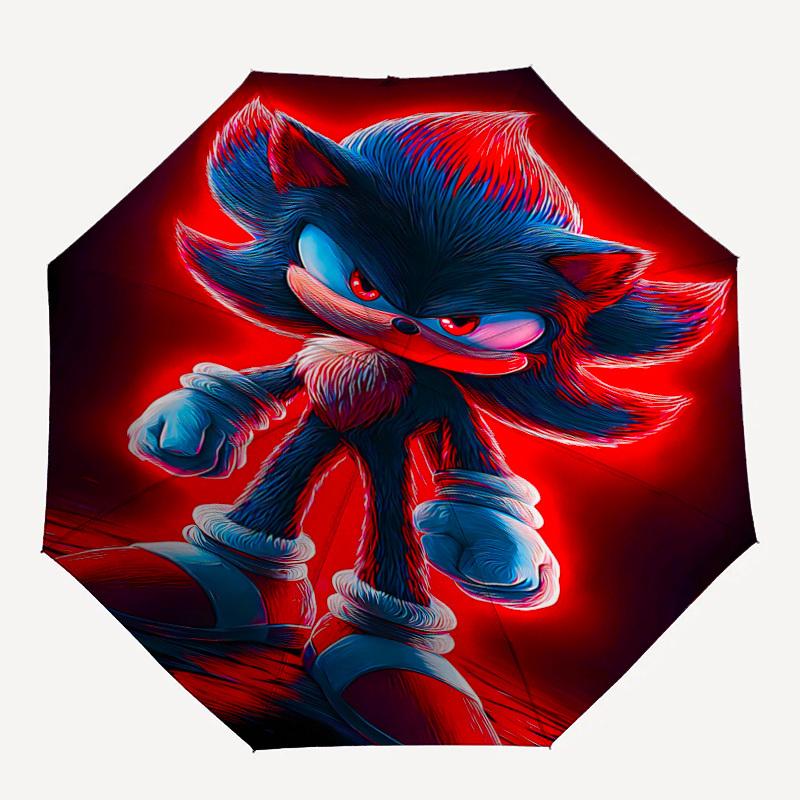 

1PC Sonic the Hedgehog Automatic Folding Umbrella - Compact 8-Rib Design, Durable Plastic & Iron, Daily Use F010620