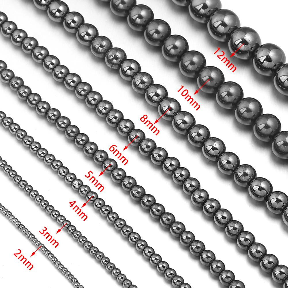 

40-190pcs/lot 2-12mm Natural Hematite Beads Smooth Round Nature Stone Beads For Jewelry Making DIY Bracelet Necklace Loose Beads 3mm apx 130pcs