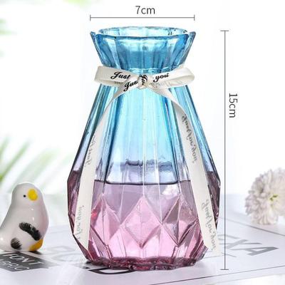 European Style Transparent Glass Vase Color Hydroponic Plant Vase Romantic Decorations Vase Living Dining Room Decoration