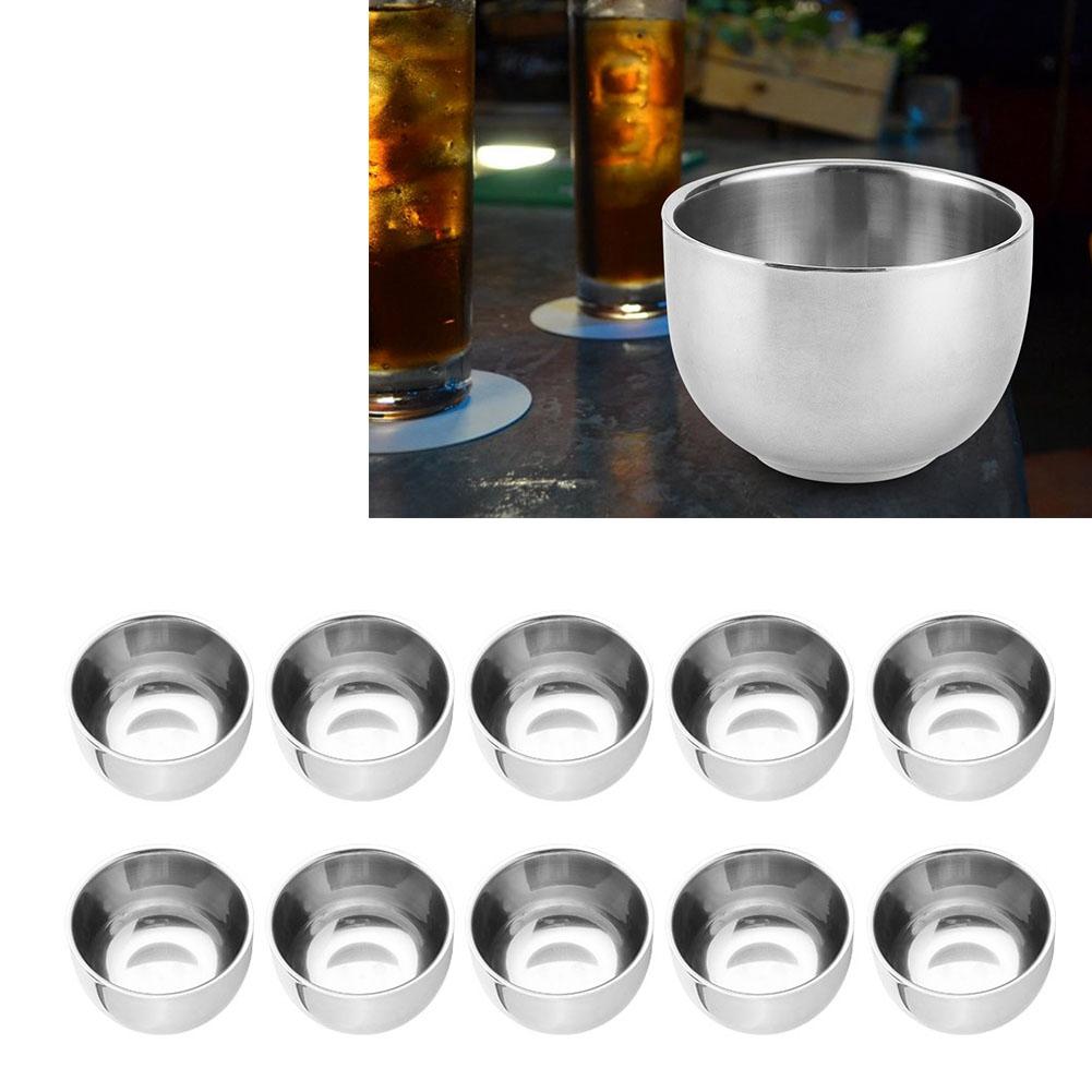 10 Stück Verdickter Doppelschichtiger 304 Edelstahl Wasserbecher für Kinder Küchenzubehör