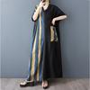 Xitao Print Stripe Contrast Color Pocket Dress ZMY1032