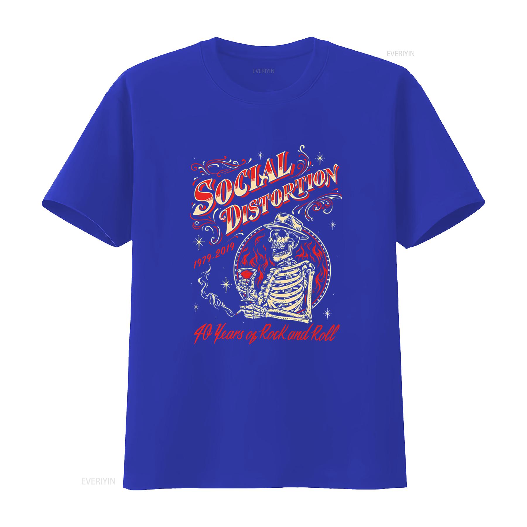

SOCIAL DISTORTION 40 лет Рок-н-ролла Принт Череп Футболка Новая Черная Для фанатов винтаж Стильная модная Немного S