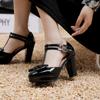 Women's high heels, single shoes, sweet waterproof platform, thick heels, low cut shoes, plus size, versatile sandals