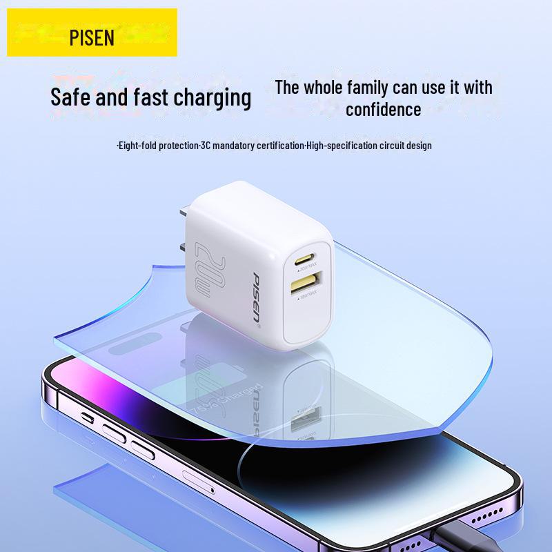 PISEN 20W Schnellladegerät für iPhone 13-16, PD Mini-Stecker
