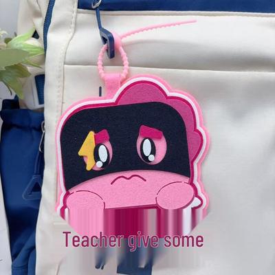 Non-woven Anime Teacher Pendant Keychain: Stuffed Backpack Decoration with Convention Text Design.
