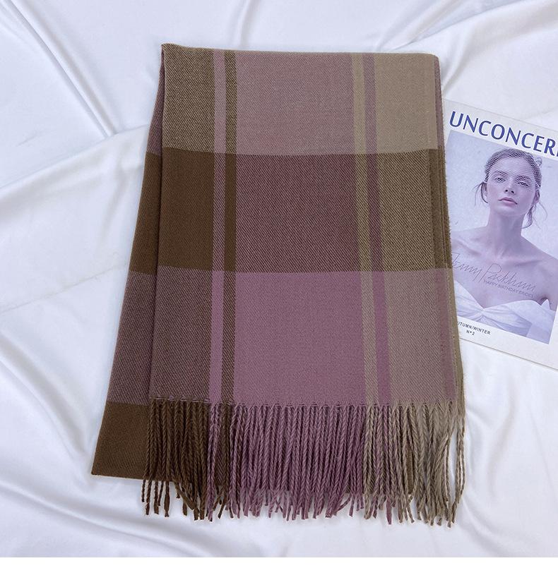 Plaid Scarf Female Autumn Winter Tassel Imitation Cashmere Shawl