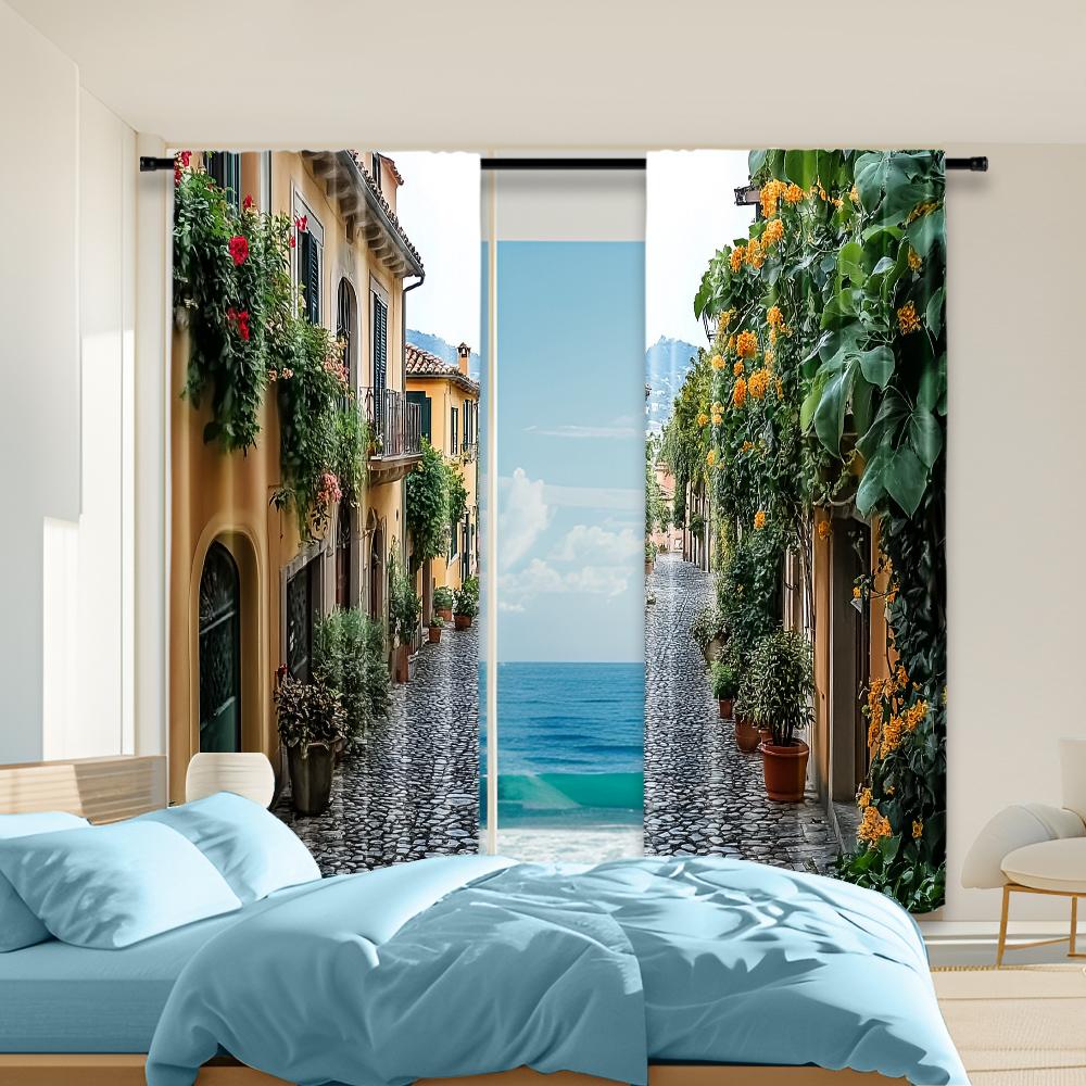 

Set Of 2 Versatile Polyester Transparent Curtains Home Decoration European Floral Use Bedrooms Living Rooms Made Sitting Room Window Treatment W100*H70(CM)-Hooks&1PCS