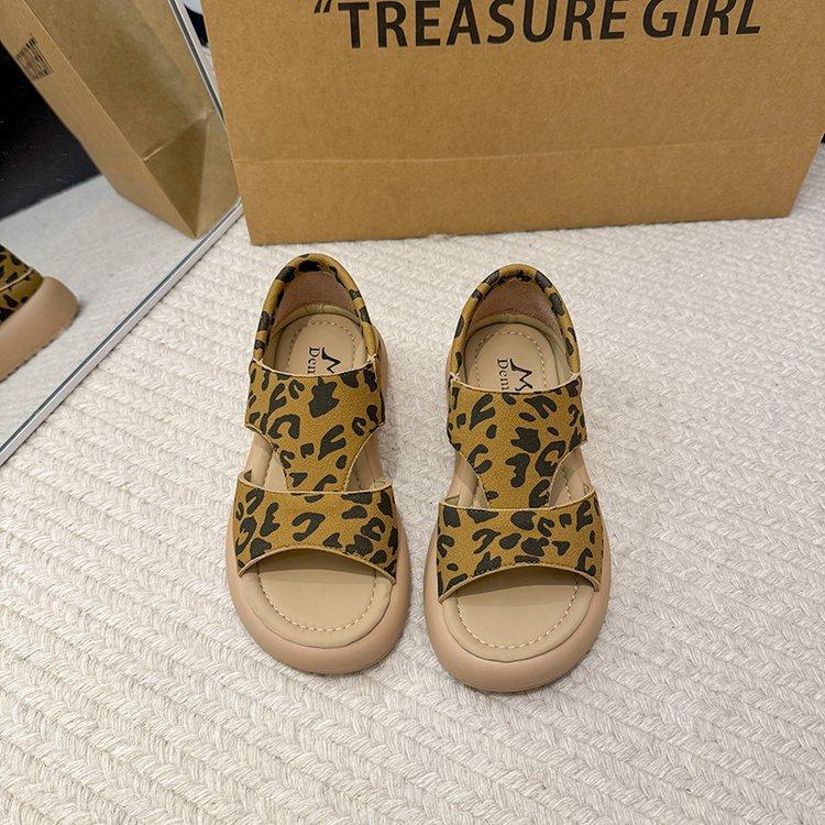 Leather open-toed soft leather sandals fashion retro versatile flat non-slip fashion casual shoes single shoes