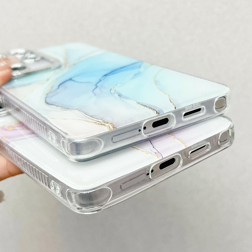 For Samsung Galaxy S25 Ultra Case IMD Marble Pattern Electroplated Protective Phone Cover