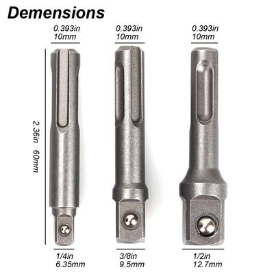 SDS-Plus Socket Adapter Set Driver Adapter Drill Bit Electric Hammer To Wrench Converter Extension Drill Bit Bar Set