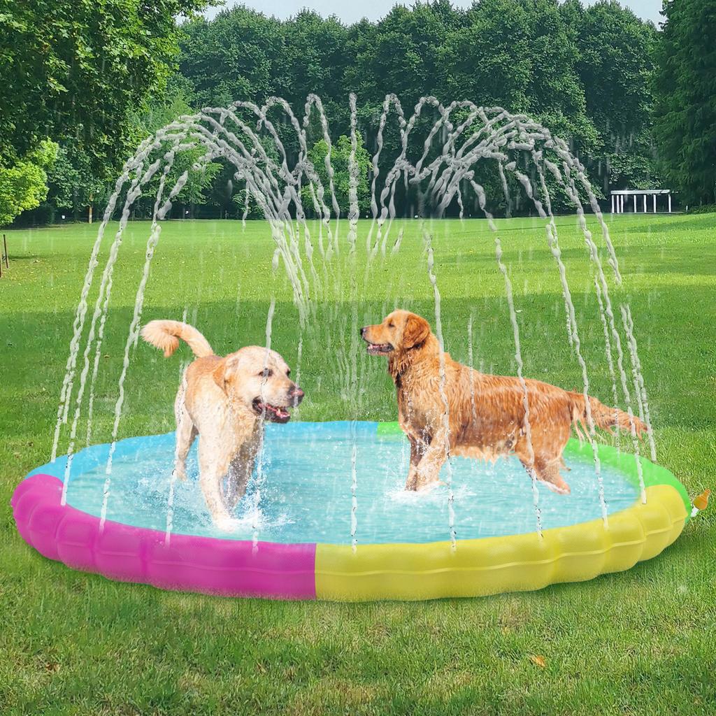 Planschbecken für Hunde, Rutschfestes Planschbecken für Haustiere Sommer Outdoor Wasserspielzeug, Sprinklerbecken für Hunde Outdoor-Spiel