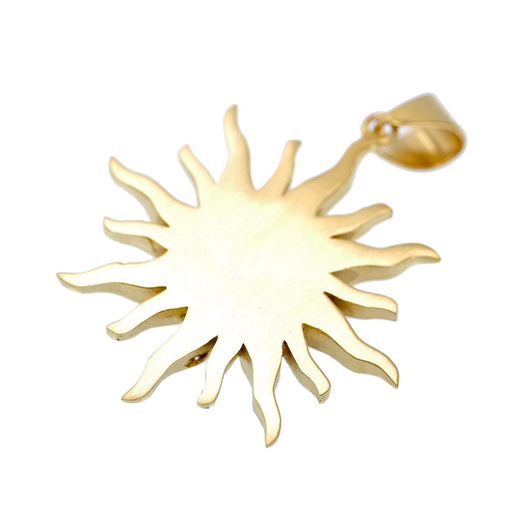 Golden Sun Pendant Top C4 Gold Zirconia Stainless Steel [Silver One] Men's
