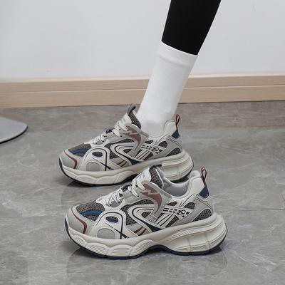 Chunky Platform Dad Shoes for Women Non-Slip Lace-Up Walking Sneakers Comfortable Tennis Sneakers Women's Casual Lightweight Breathable Running Shoes