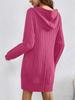 2025 Autumn/Winter Knit Hooded Ribbed Pocket Long Sleeve Dress for Women