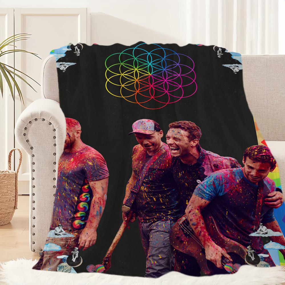 Coperta Peluche Moon Music di Coldplay Tappeto Morbido per Sonnellino Divano Soggiorno Caldo Ufficio Camera da Letto Compleanno Casa Viaggio Regali per Bambini