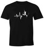 Mens T-Shirt Ski Heartbeat Frequency Skier Winter Sportsman Fun Shirt-