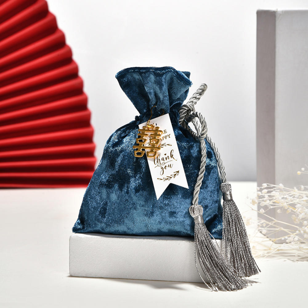 Velvet Wedding Candy Bag Tassel Drawstring Chocolate Gift Pouches Wedding Guest Gift Packaging Bags Party Jewelry Storage Bags