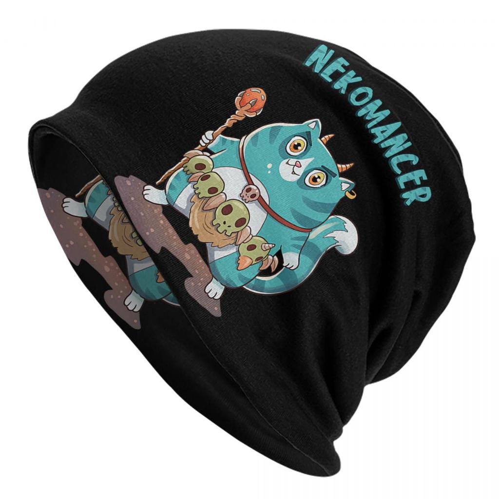 Nekomancer Cat Skullies Beanies Caps For Unisex Women Unisex Cool Winter Warm Knitted Hat Adult Satanic Gothic Witch Bonnet Hats