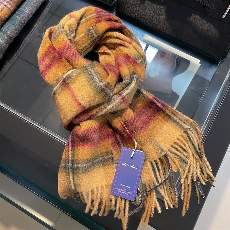 100% Wool Winter Scarf for Women Long Warm Cashmere Scarves Hijab Solid Lady Shawl Wrap Female Pashmina Bandana Head Scarves
