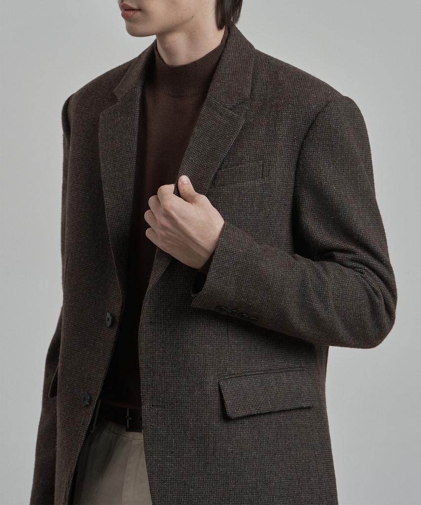 WORK ON BODY OFF Lane Semi-Overfit Check Wool Blazer [Dark Brown]