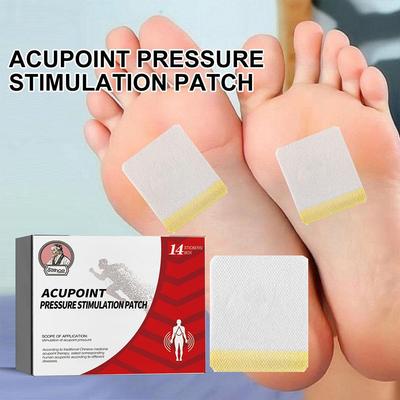 14 pièces/1 boîte Patchs d'acupoints plantaires Autocollants de stimulation Ingrédients naturels Soulagent l'inconfort Pénétration rapide Soin du corps