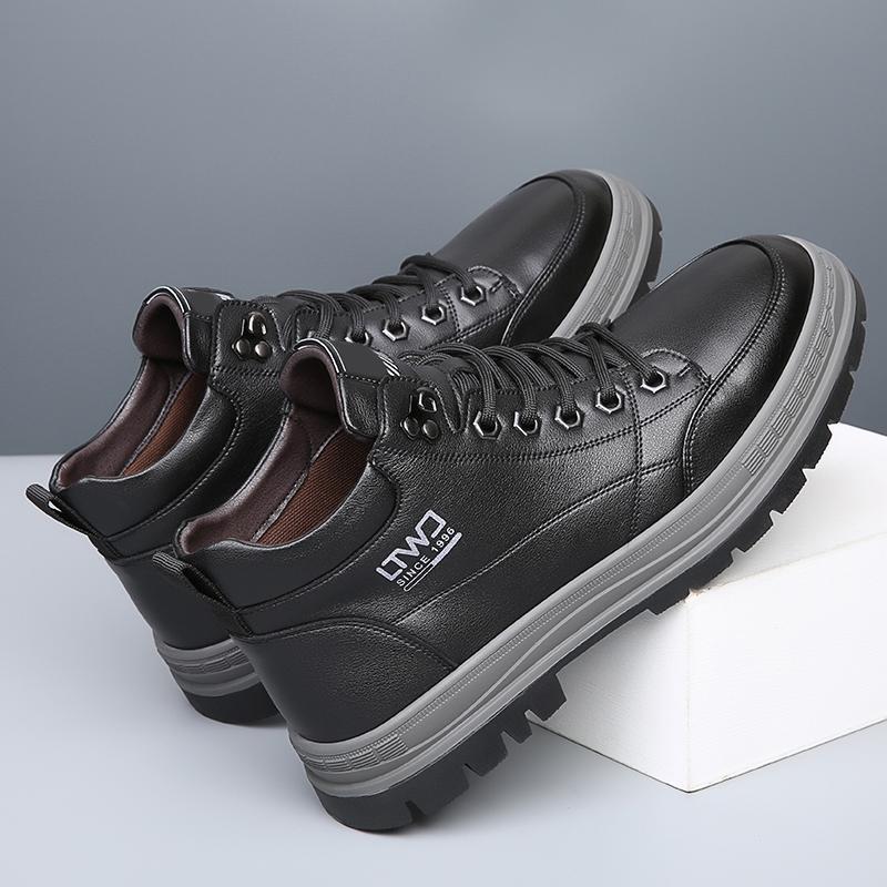 men Leather Boots Men's Retro Motorcycle Fashion Shoes For Men Botas lace up shoes Hombre Chaussures Pour Hommes Bottine Homme
