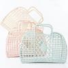 2Pcs Summer Jelly Bag Storage Basket Beach Basket Sundries Vegetable Basket Hollow Jelly Bag Girl Handbag Jelly Beach Tote Bags