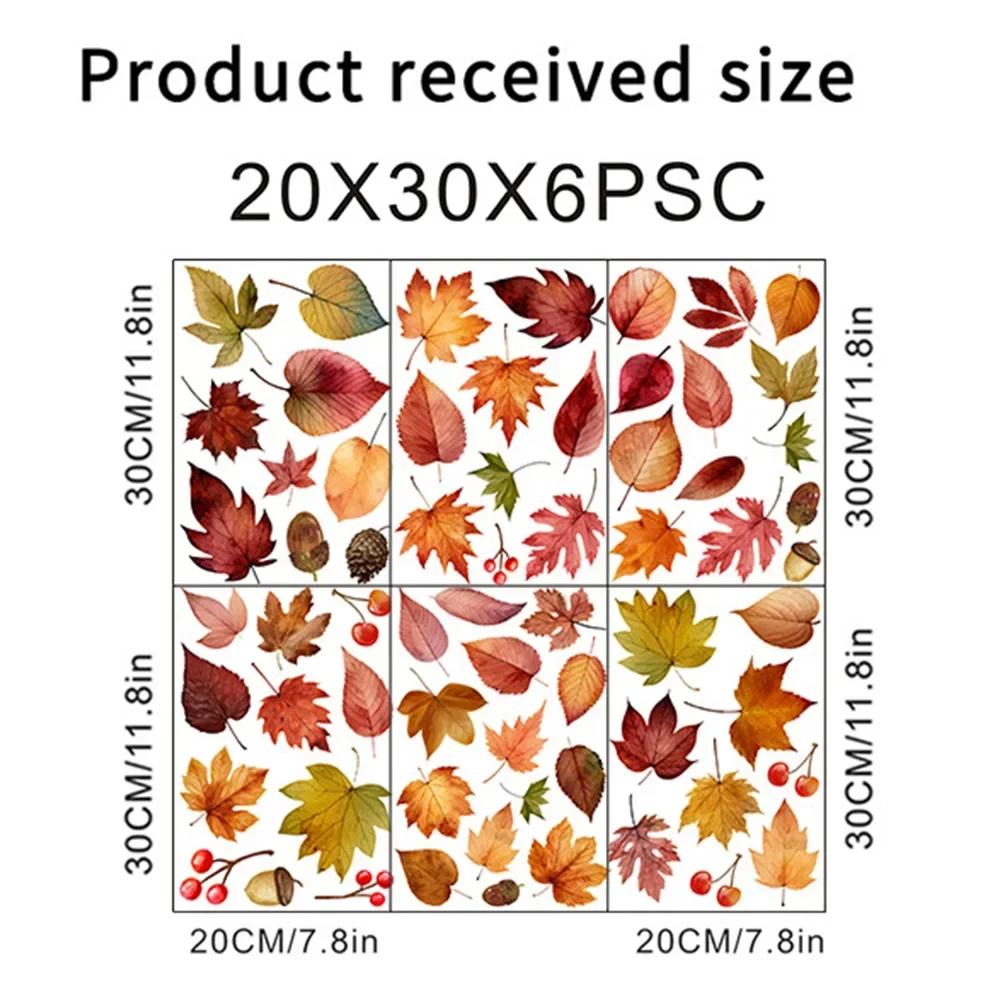 Static Cling Autumn Window Decals with Maple Leaf Ginkgo Pine Cone Designs for Home and Office Fall Decoration