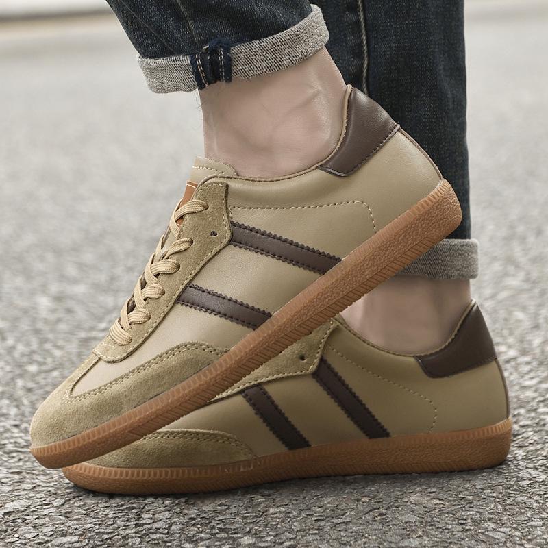 Men's Korean Style Low-Top Genuine Leather Canvas Board Shoes: Casual Flat Bottom Sports Shoes for Spring & Autumn