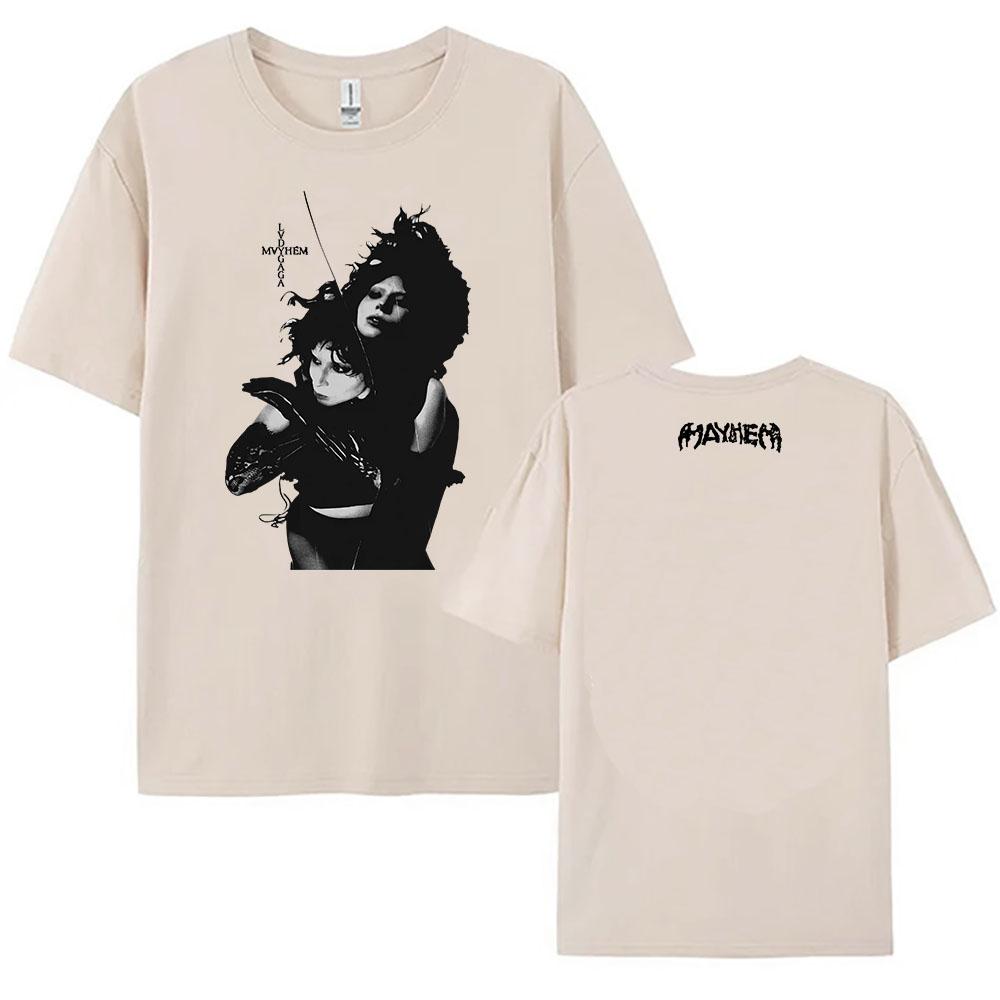 Grunge Tees Lady Gaga Mayhem Album T-shirt Cotton Women/Men O-neck Tshirts Singer Graphic Tee Shirt Print Clothing For Female