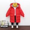 Autumn Winter Children's Coat Boys Jacket Solid Color Long Style Keep Warm Hooded Coat for Kids
