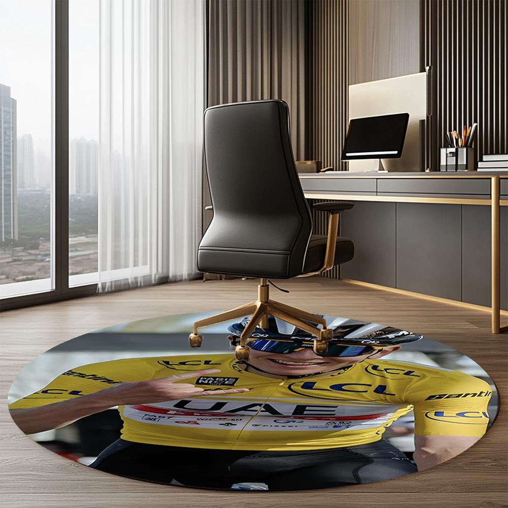 Tadej Pogacar Printed Round Rug Carpet Chair Rug Area Rug Entryway Doormats,for Office Chair Living Room Bedroom Kitchen Room.