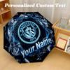 8 Rib Auto Folding Umbrella Manchester City Print Custom Name Text Portable Rain Gear