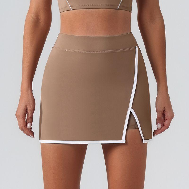 

Foreign Trade New High Waist Yoga Short dress Breathable Skirt pants mini skirt Running Fitness Tennis Anti-exposure Sports Tennis Skirt Khaki M/6