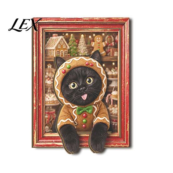 Christmas Kitchen Accessories Cute Cat Refrigerator Magnets, Kitty Magnetic Photo Frame, Decorative Metal Surface Stickers Retro Office Filing Cabinet