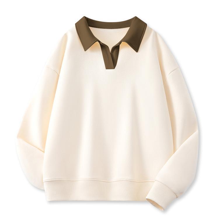 High-End AutumnWinter Cotton Polo Sweatshirt with Logo and Color-Block Design Loose Fit Medium 2420₽